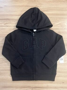 NWT Kids Gap Logo Zip Hoodie, Black, Size 4T